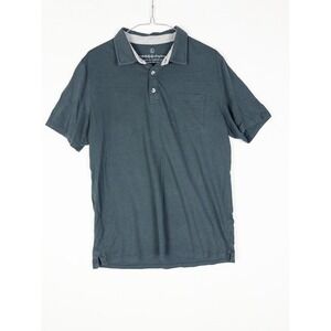 Free Fly Polo Shirt Mens L Blue Bamboo Short Sleeve Minimalist Casual Pockets